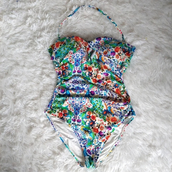 LA BLANCA Multicolored Floral Print One Piece Swimsuit Size 4 - Picture 1 of 6